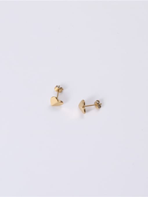 GROSE Titanium With Gold Plated Simplistic Heart Stud Earrings 2