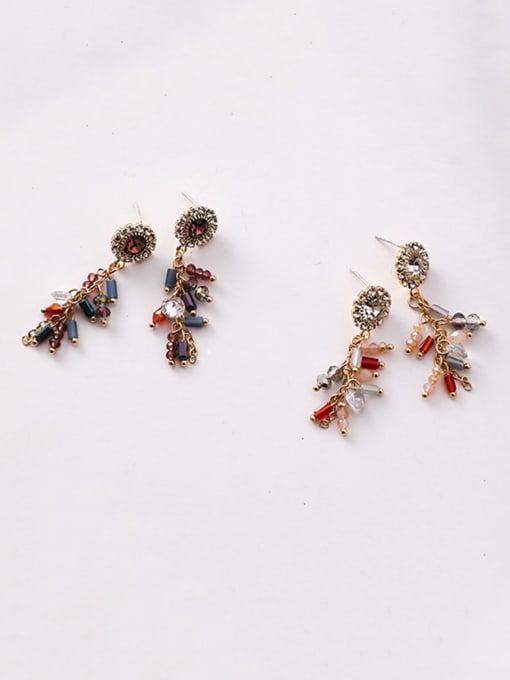 Girlhood Alloy With Rose Gold Plated Ethnic Round Flower Tassel  Drop Earrings 2