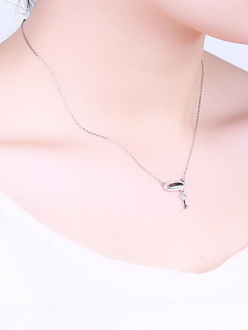 One Silver Key Shaped Necklace 1