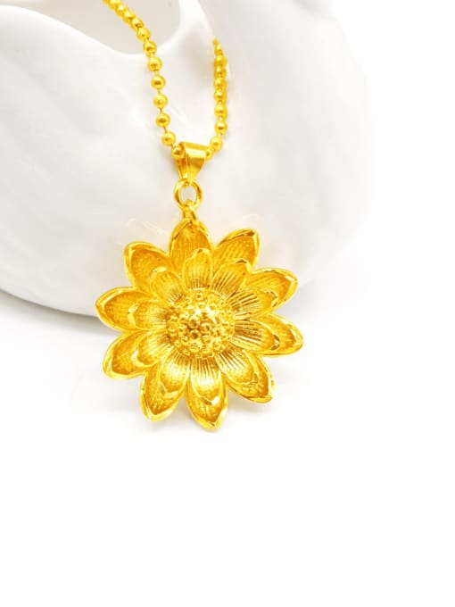 golden Women Delicate Flower Shaped Necklace