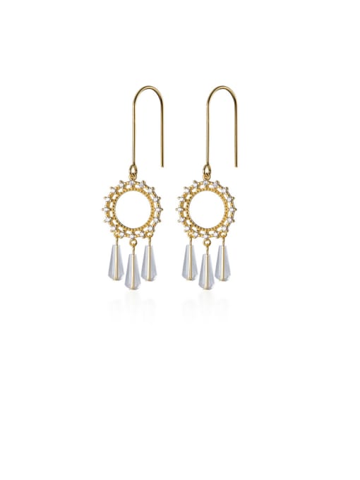 Rosh 925 Sterling Silver With Gold Plated Bohemia Round Hook Earrings 0