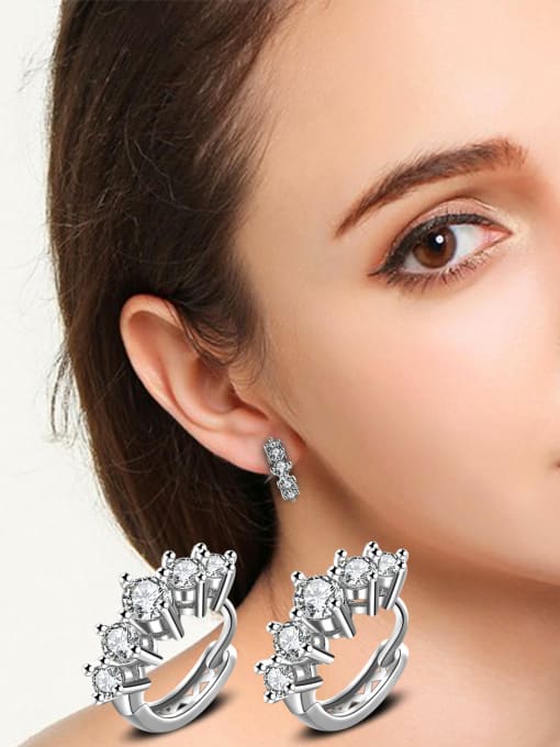 Ya Heng White Gold Plated Fashionable Shining Clip Earrings 1