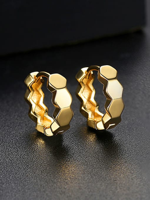 gold Copper With Glossy  Personality  Geometric Stud Earrings