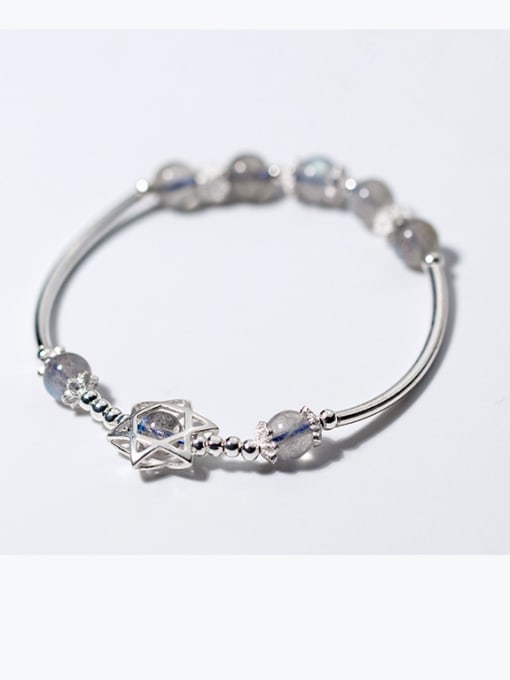 FAN 925 Sterling Silver With star bracelets & moonstone Bracelets 1
