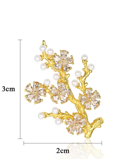 CCUI 925 Sterling Silver With Artificial Pearl  Cubic Zirconia Trendy Small tree Brooches 4