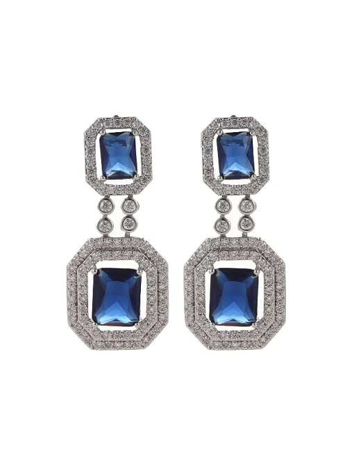 royal blue Geometrical AAA Zirconias-covered Copper  Stud Earrings