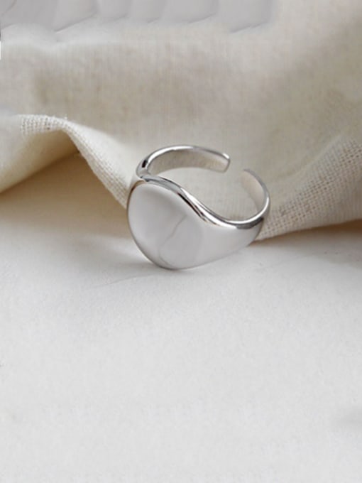 DAKA 925 Sterling Silver With Smooth Simplistic Round Free Size Rings 3