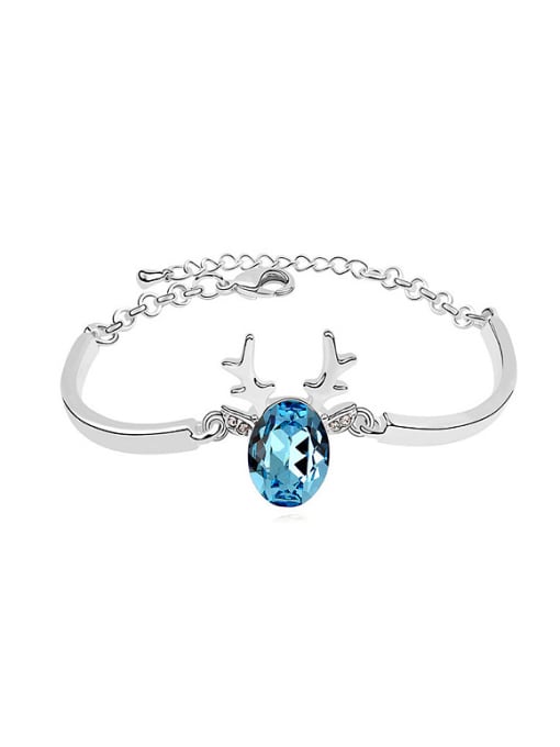 blue Simple Deer Horn Oval austrian Crystal Alloy Bracelet