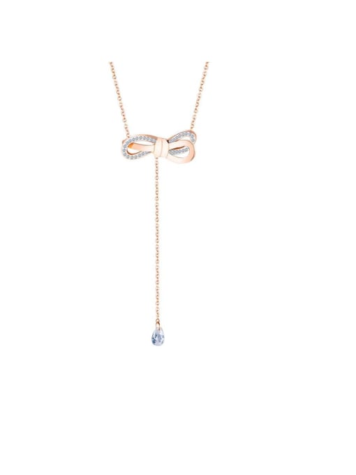 Necklace Titanium With Rose Gold Plated Simplistic Bowknot Necklaces