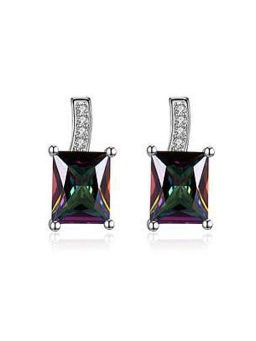 OUXI Exquisite Rectangular Zircon Stud Earrings 0