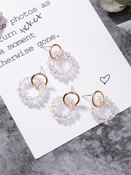 Girlhood Alloy With Gold Plated Fashion Round Beads Stud Earrings 1