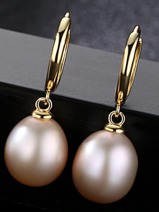 Pink Pure silver 10-11mm natural pearl gold ear buckle
