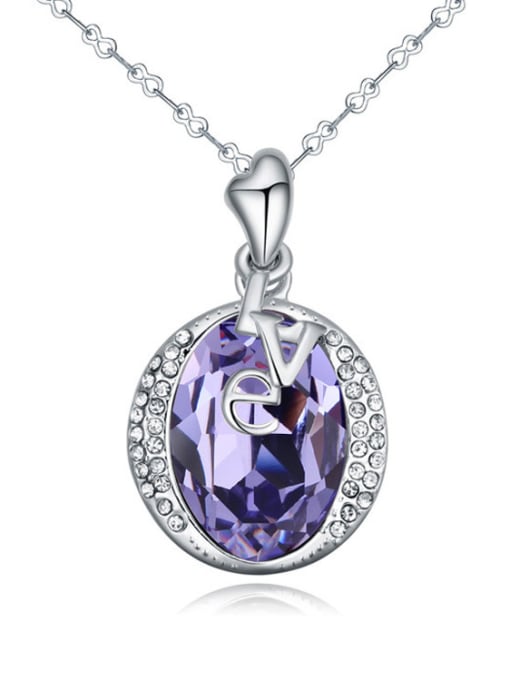 purple Fashion austrian Crystals-accented Pendant Alloy Necklace
