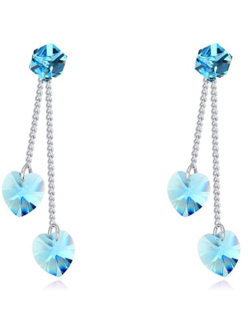 blue Fashion Heart Cubic austrian Crystals Alloy Drop Earrings