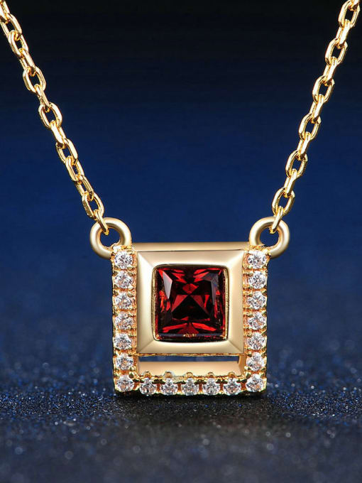 ZK 14K Gold Plated Women Square Shaped Necklace 2
