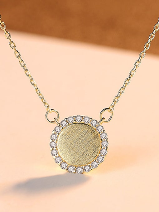 gold 925 Sterling Silver With Cubic Zirconia Simplistic Round Necklaces