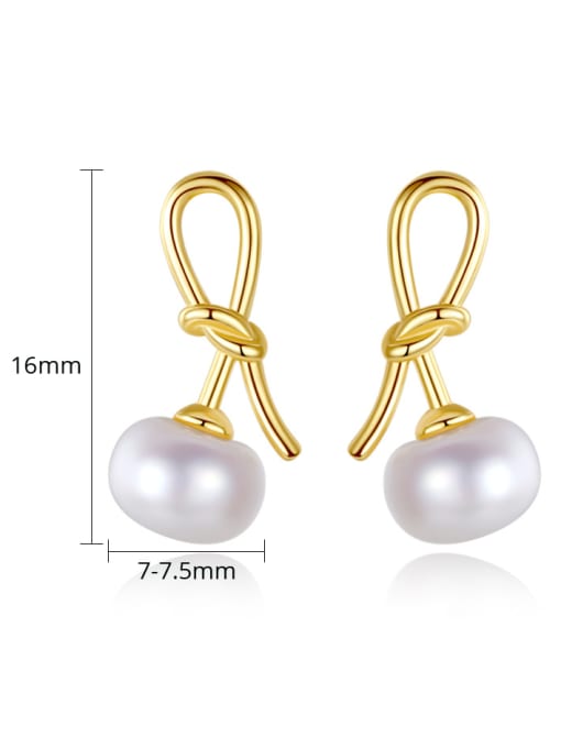 CCUI 925 Sterling Silver With  Artificial Pearl Personality Irregular Stud Earrings 3