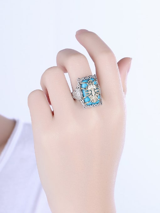OUXI Retro style Personalized Turquoise Ring 1
