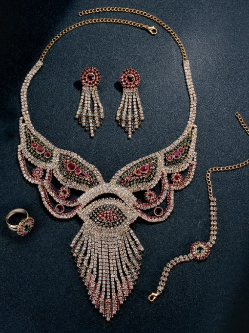 BESTIE Alloy Imitation-gold Plated Ethnic style Rhinestones Four Pieces Jewelry Set 1