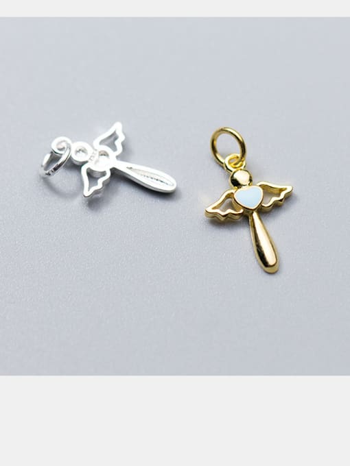 FAN 925 Sterling Silver With Gold Plated Simplistic Angel Charms 2