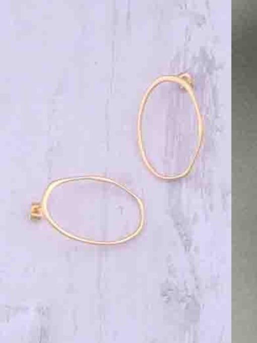 GROSE Titanium With Gold Plated Simplistic Hollow  Geometric Round Hoop Earrings 0