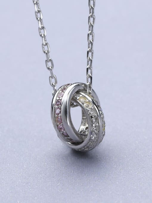 One Silver Fashion Round Zircon Necklace 2