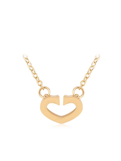 Gold Simple Opening Hollow Heart shaped Necklace