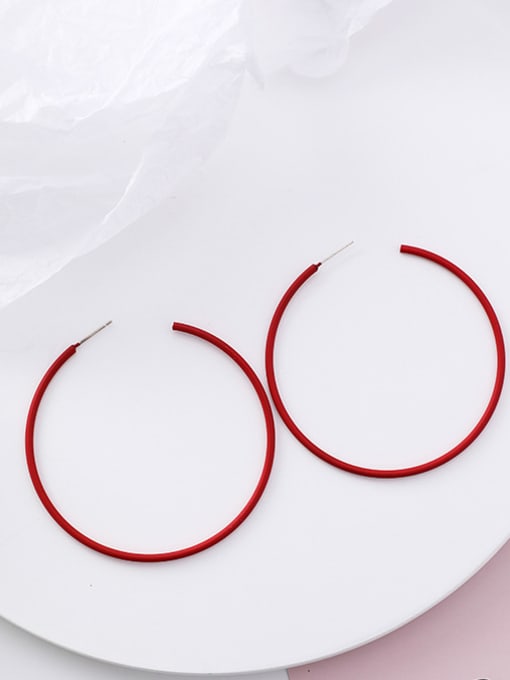 C red Alloy With  Enamel  Trendy Geometric Hoop Earrings