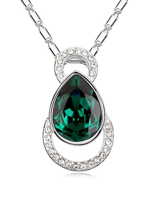 Green Simple Water Drop austrian Crystals Pendant Alloy Necklace