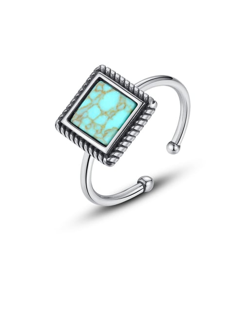 CCUI 925 Sterling Silver With Platinum Plated Fashion Square Free Size Rings