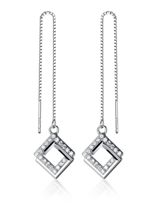 Rosh 925 Sterling Silver With Platinum Plated Simplistic Geometric Threader Earrings 3