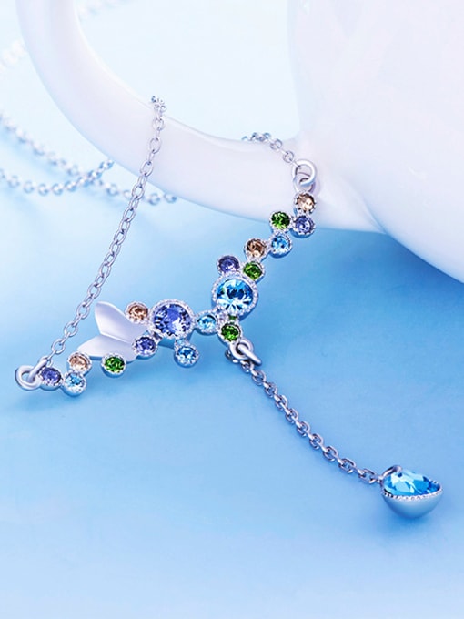CEIDAI S925 Silver Colorful Butterfly Shaped Necklace 3