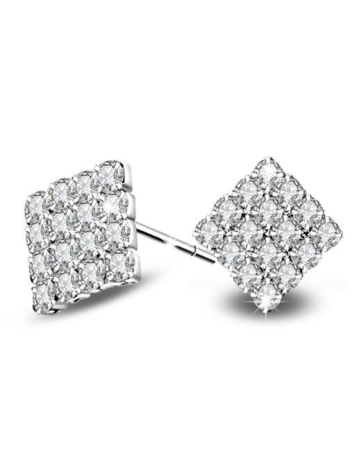 Ya Heng Geometric Shaped Micro Pave Zircons Stud Earrings 0