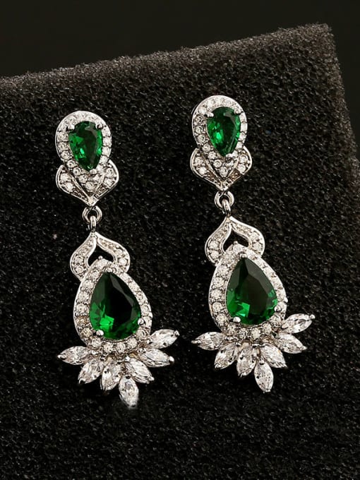Green S925 Sterling Silver Anti-allergy Dinner  European and American quality Cluster earring