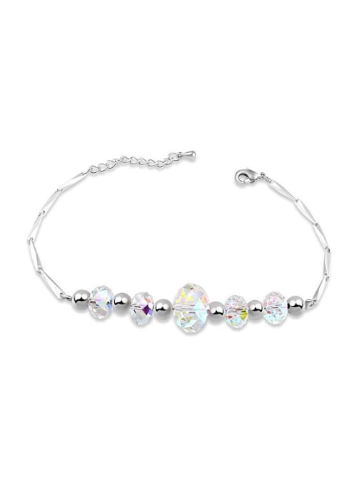 white Simple austrian Crystal Beads Alloy Bracelet