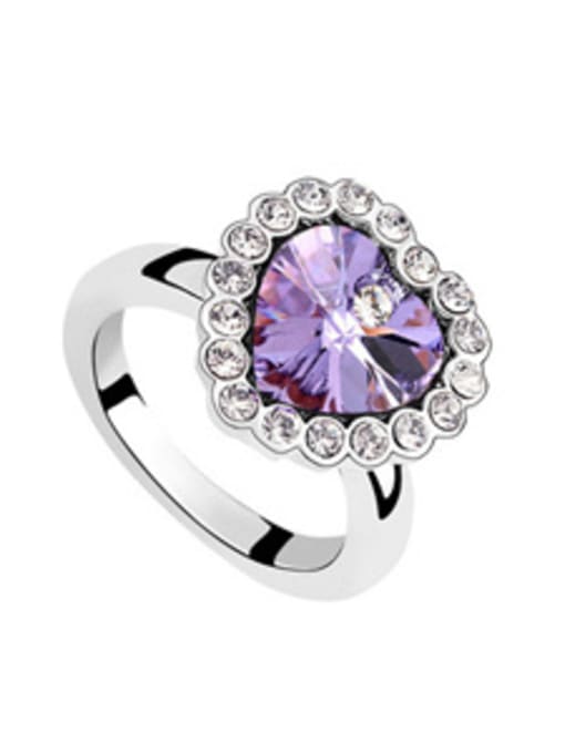 QIANZI Fashion Heart austrian Crystals Alloy Ring 3