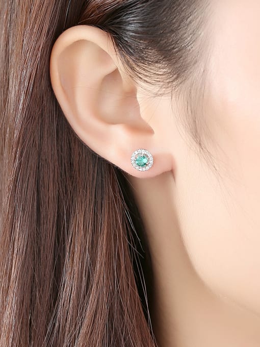 CCUI Sterling silver classic round semi-precious stones earrings 1