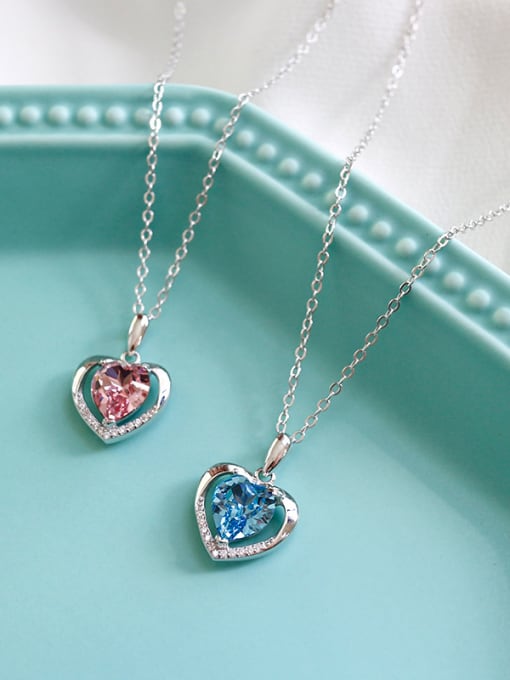 DAKA Fashion Heart shaped Zircon Silver Necklace 2