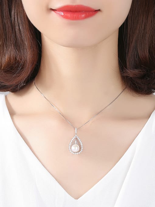CCUI Sterling silver natural freshwater pearl drop shape necklace 1