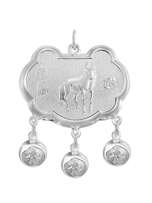 JIUQIAN Ethnic style Zodiac Horse Children Bells Longevity Lock Pendant