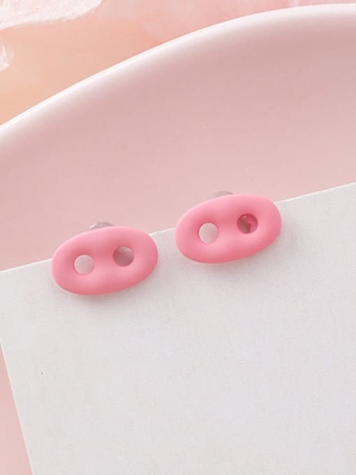 A Pink Alloy With Rose Gold Plated Cute Pig Nose Stud Earrings