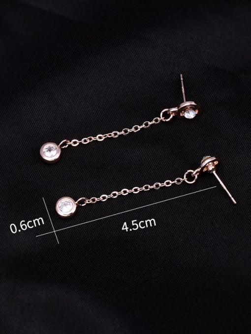 Mo Hai Copper With Cubic Zirconia Simplistic Monogrammed  "D"Threader Earrings 2