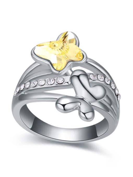 Yellow Fashion Butterflies austrian Crystal Alloy Ring