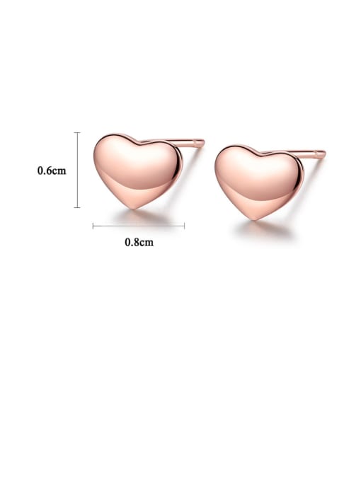 CCUI 925 Sterling Silver With Rose Gold Plated Simplistic Heart Stud Earrings 3