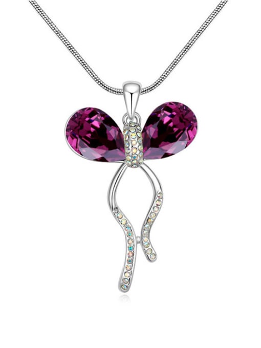 QIANZI Fashion Water Drop austrian Crystals Butterfly Pendant Alloy Necklace 1