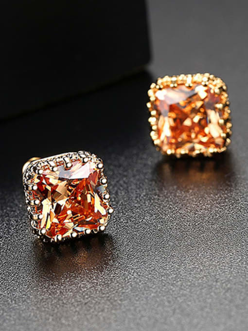 BLING SU AAA zircons square glistening multi-colored studs earring 5