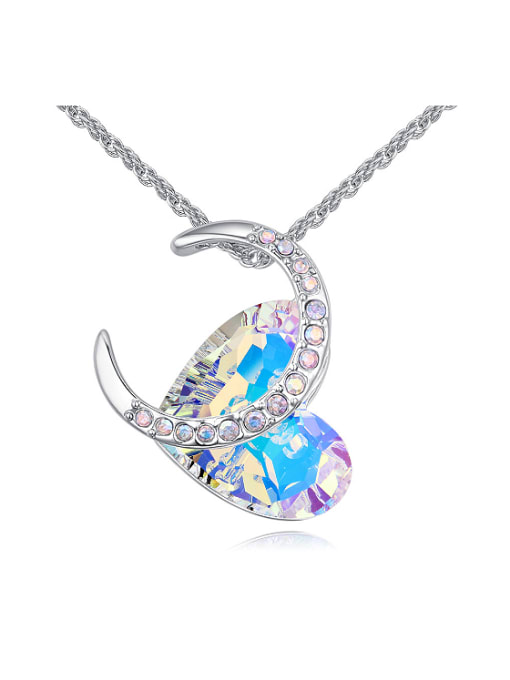 QIANZI Fashion Moon Heart austrian Crystals Alloy Necklace 0