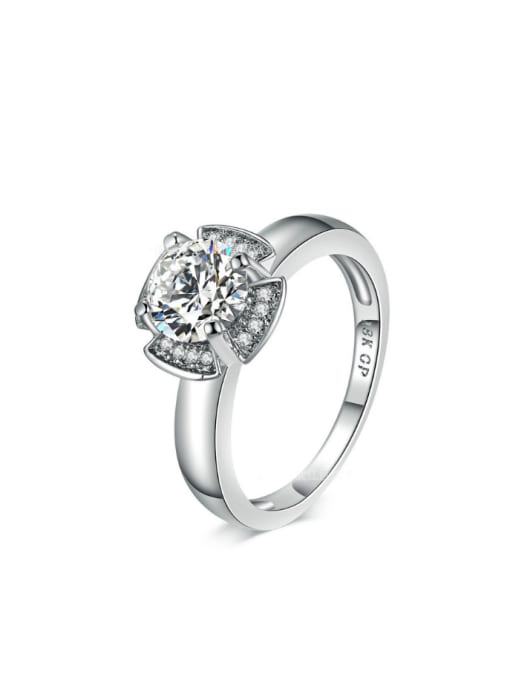 ZK Luxury Fashion Flower Shape Ring with Zircons 0
