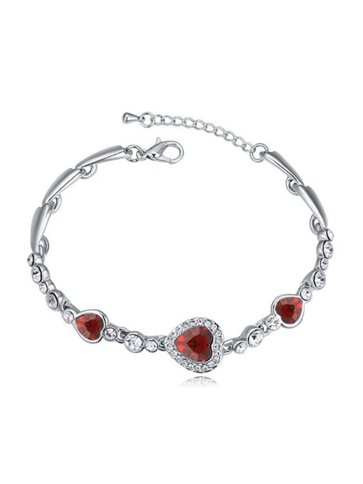 QIANZI Simple Heart Cubic austrian Crystals Alloy Bracelet 0