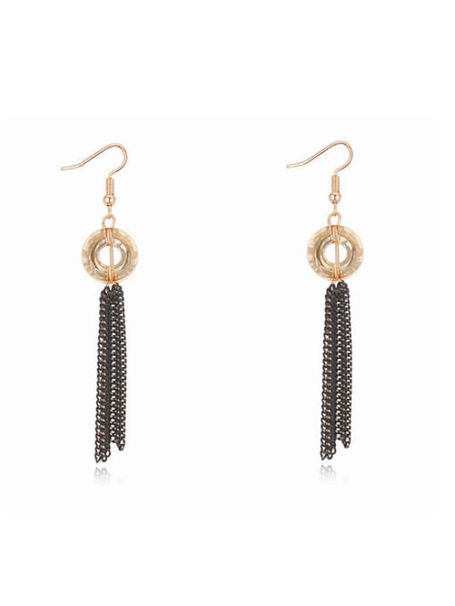 QIANZI Fashion Hollow Round austrian Crystals Tassels Alloy Earrings 0